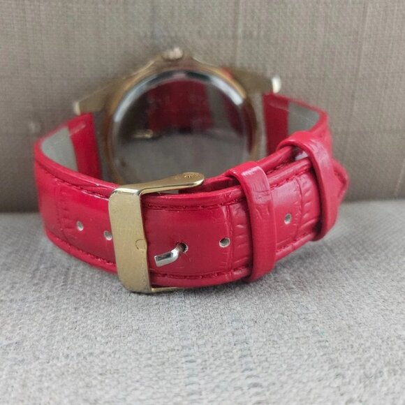 Croton Manhattan Women Wristwatch Red Leather Strap Analog Watch Holidays - Picture 8 of 13